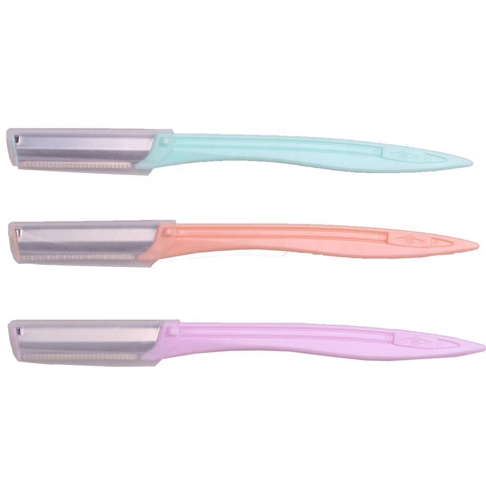3 PCS Plastics Handle Eyebrow Razor Trimmer Shaper Shaver with Razor for Eyebrow Shaping