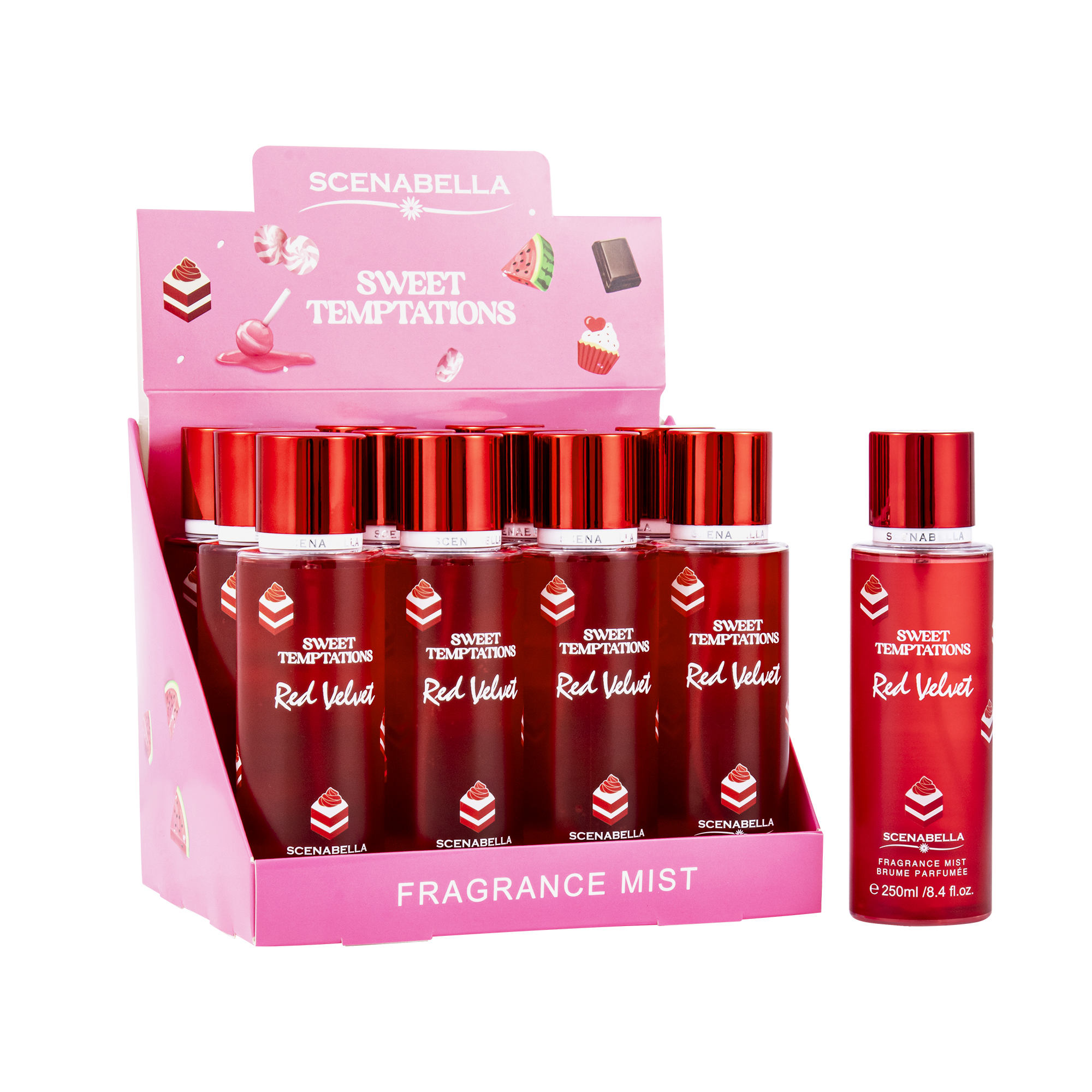 SWEET TEMPTATIONS RED VELVET  250ml Body Splash Private Label Body Mist SCENABELLA