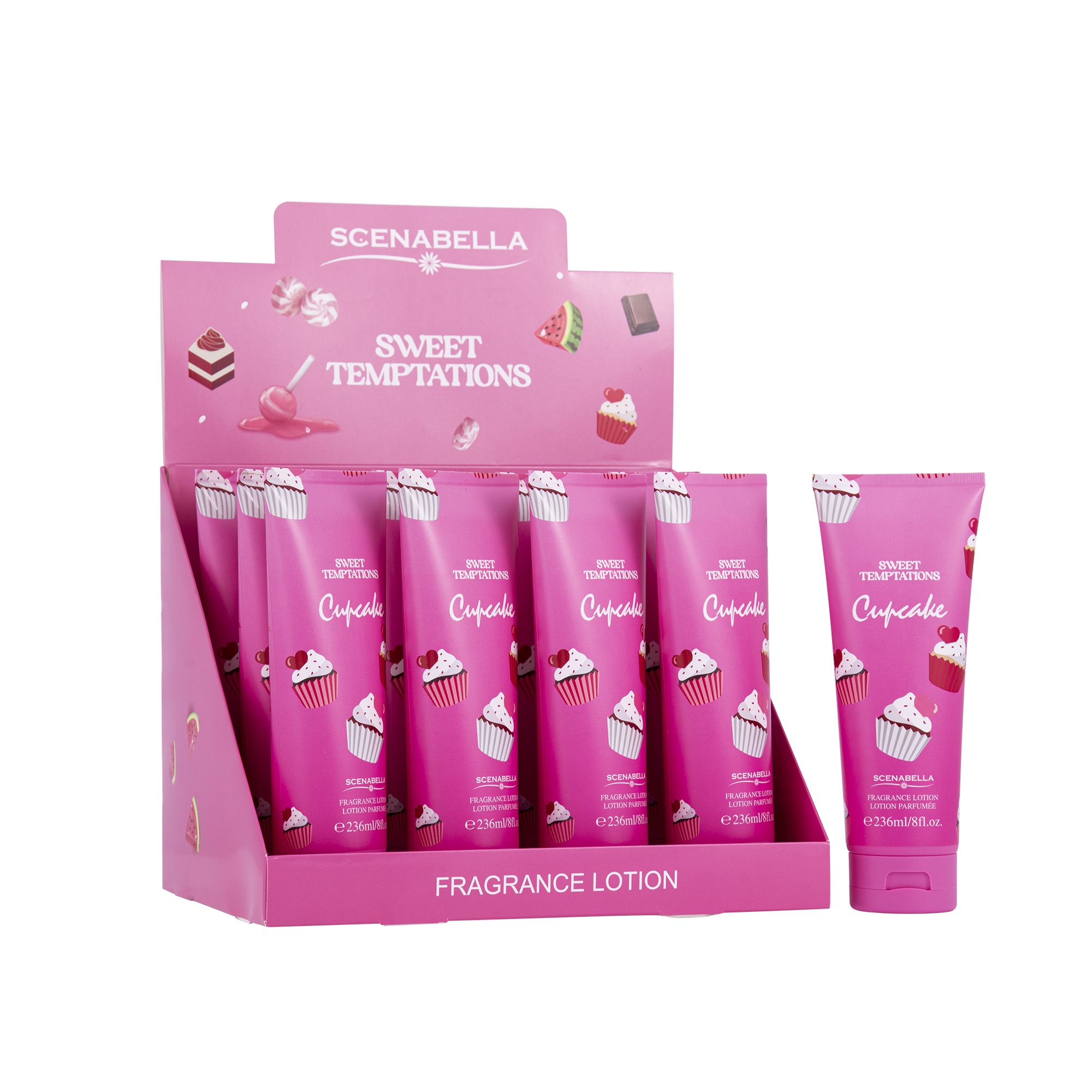 Scenabella Lotion parfumée. Lait de corps gourmand aux cupcake . 236ml
